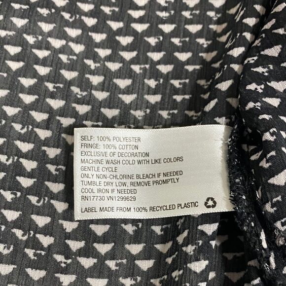 Xhilaration‎ Black White Kimono Cardigan Boho Fringe Trim Size M - Picture 13 of 13